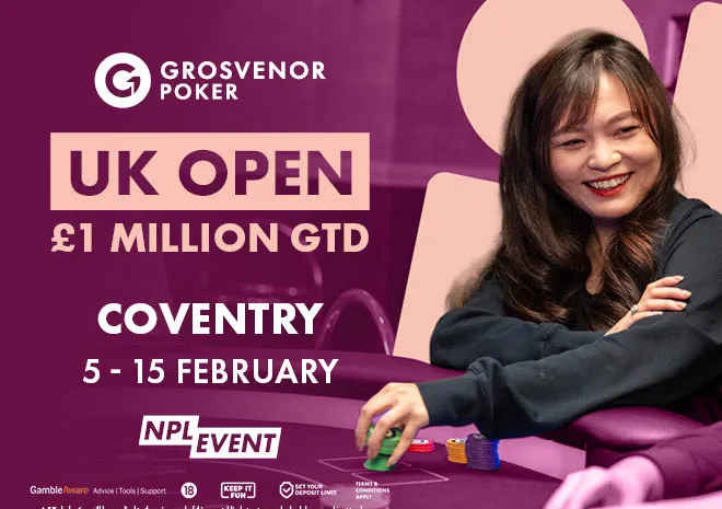 2026 Grosvenor UK Poker Open Set for Coventry with £1M Main Event Guarantee